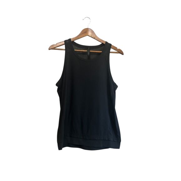 90 Degree Black Tank Top Medium Sleeveless Layered Hem Athletic Activewear - Picture 1 of 5